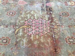 Uyghur antique carpet, East Turkestan, small defect, about a hundred years old                     