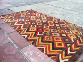 Large Afghan kilim with allover  design of beautiful diamonds. Size approximately 12 ft. X 6.5 ft.                