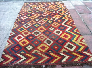 Large Afghan kilim with allover  design of beautiful diamonds. Size approximately 12 ft. X 6.5 ft.                