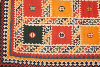 Magnificent antique Qashqai kilim runner. 384x115 in very good condition 

More Info: https://sharafiandco.com/product/antique-qashqai-kilim-runner-384x115cm/
                    