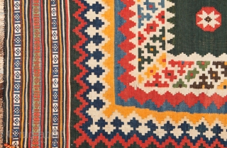 Magnificent antique Qashqai kilim runner. 384x115 in very good condition 

More Info: https://sharafiandco.com/product/antique-qashqai-kilim-runner-384x115cm/
                    