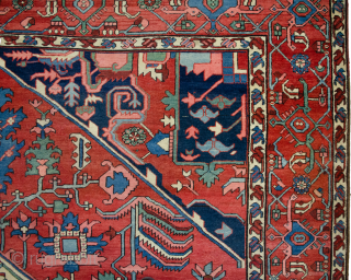 Remarkable 19th Century antique Serapi carpet 443x295cm. it is in very good condition. Couple of cm each end rewoven expertly and small repairs in the field which cannot be seen.

More Info:   ...