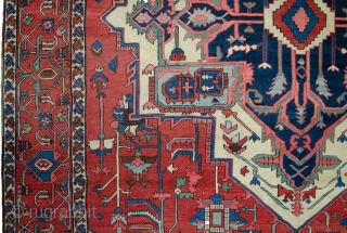 Remarkable 19th Century antique Serapi carpet 443x295cm. it is in very good condition. Couple of cm each end rewoven expertly and small repairs in the field which cannot be seen.

More Info:   ...