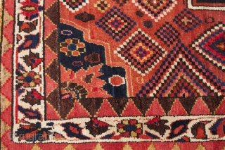 Attractive antique Bakhtiari Gabbeh rug 218x152cm in very good condition.

More info: https://sharafiandco.com/product/antique-bakhtiari-gabbeh-218x152cm/                     