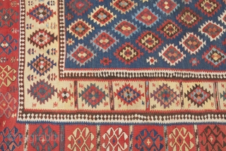 Stunning antique Shirvan kilim 365x170cm, it is in very good condition with a few areas of reweaving, which have been done expertly.

More Info: https://sharafiandco.com/product/antique-shirvan-kilim-365x170cm/         