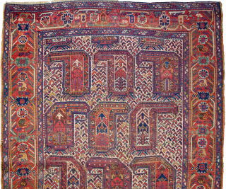 Antique Khamseh rug 178x134cm Circa 1900, Low throughout.

More info: https://sharafiandco.com/product/antique-khamseh-rug-178x134cm/
                       