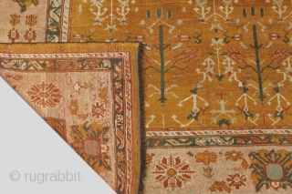 Antique Ushak carpet 315x287cm very decorative and in a square size.

More Info: https://sharafiandco.com/product/antique-ushak-carpet-315x287cm/
                    