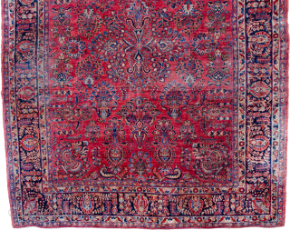 Antique Amercian Saruk 346x270cm, areas of low pile and minute repair.

More info: https://sharafiandco.com/product/antique-saruk-carpet-346x270cm/
                    