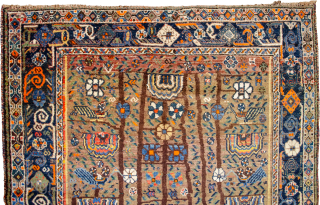Antique Neiriz rug 193x163 in good condition with an even low pile.
More info: https://sharafiandco.com/product/antique-neiriz-rug-193x163cm/