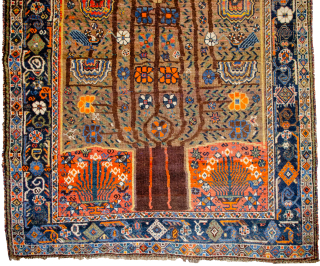 Antique Neiriz rug 193x163 in good condition with an even low pile.
More info: https://sharafiandco.com/product/antique-neiriz-rug-193x163cm/