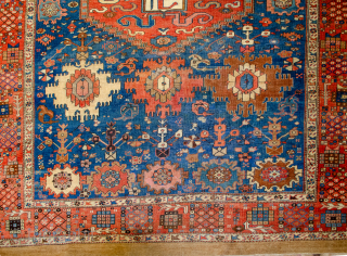 Spectacular antique Bakhshaysh Carpet 347x268cm. Even low pile. Some repairs and touch-ups.
More info: https://sharafiandco.com/product/antique-bakhshaysh-carpet-347x268cm/