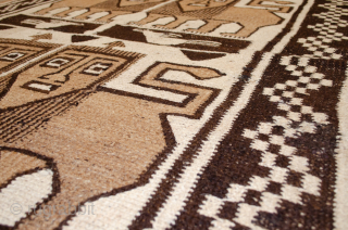 This rare and whimsical Bakhtiari kilim is a striking example of tribal storytelling through textile art. Known for their symbolic motifs, the Bakhtiari tribe of southwest Iran often wove images of lions  ...
