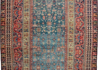 A most unusual Farahan rug 19th Century, 290x140cm, with a Turkish design.

There is a repair as shown in the image and the selvages are rebound. It is evenly worn which is in  ...