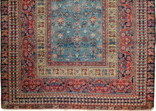 A most unusual Farahan rug 19th Century, 290x140cm, with a Turkish design.

There is a repair as shown in the image and the selvages are rebound. It is evenly worn which is in  ...