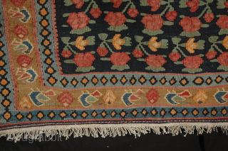#12999 Antique Bijar Kelim, 266x127cm, Circa 1900, in very good condition apart from a 2cm reweave at one end,as shown in the image, which is very well done.

More info: https://sharafiandco.com/product/antique-bijar-kelim-golfarang-floral-design/
   