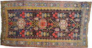 Remarkable antique Bakhtiar rug. 300x158cm, second half of 19th century. This is a rare piece woven on wool in very good condition with a wonderful triple medallion flanked with rows of flower ...