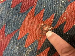 Beautiful antique eye dazzler large Varamin killm 354x180cm with saturated colours. It has a couple of very small tears but priced to go.