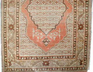 Antique Haj Jallili small rug 82x59cm. Slight fraying at the edges. Soft colours and an even low pile.               