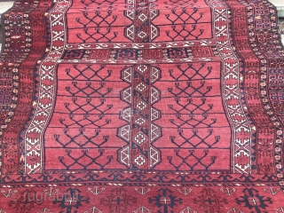 Large ‘Ersari’ group Ensi with interesting details.  Kilim ends and brocaded weave intact.                   