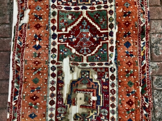 Calling friends of East Anatolian weavings…A well mounted on linen, complete but fragmentary old Yuruk. Actual colors a bit softer…
Write to shivny@yahoo.com for further details.        