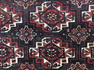 It was the time for the Big Archetypal. Chodor Main Carpet Fragment.  Likely Third Quarter Nineteenth Century. 
Cool Thing. Cotton wefts. Three by Three. Feet.       