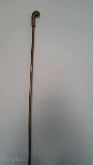 Mughal bronze walking stick with lion head 18th Century                        