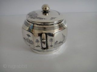 Iraqi Beautiful Niello Silver Sweet Box Hand Work Circa 18th Century Baghdad  , Weight : 341.26gm                