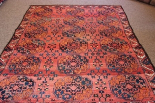 Lovely Old M.A.D. Ersari rug c1880 size 2.40 x 2.07m. Some restoration has been done on this piece and it has also been deep cleaned.        