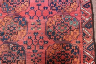 Lovely Old M.A.D. Ersari rug c1880 size 2.40 x 2.07m. Some restoration has been done on this piece and it has also been deep cleaned.        