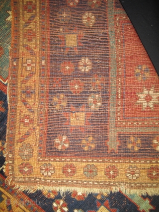 Antique Caucasian Square rug with squares.
4 feet by 4feet 3inches                       