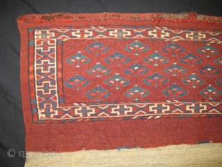 Yomut torba with rare design. Complete bag with the kilim back. 
13"x31" inches without the kilim                 