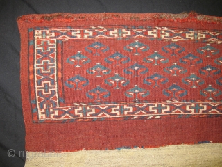 Yomut torba with rare design. Complete bag with the kilim back. 
13"x31" inches without the kilim                 