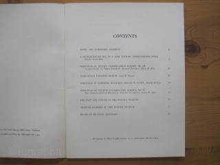 Book: Rare original magazine of Textile Museum Journal vol. 1, no 2 (1963)
This issue includes:
- Berliner, Rudolf: Horsemen in tapestry roundels found in Egypt (pp. 39-54, 8 bw, figures, line drawings)
- Ellis,  ...