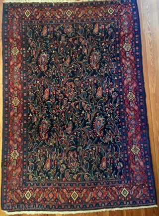 Antique Senneh rug northwest Persia with paisley leaves and  buds & tendrill allover , very good condition for collection or flooring a perfect rug for botanical garden lovers late 19th Century  ...