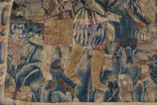 Medieval european franco flemish tapestry fragment early to mid. 16th century
Woven in wool and silk details & price on request
             