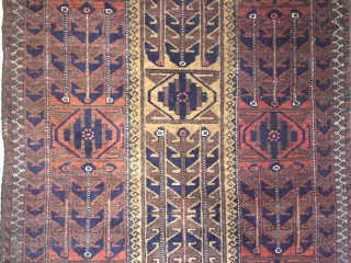 Antique Baluch rug with camelhair field arround 1900 some silk highlights size 156 cm x 85 cm                