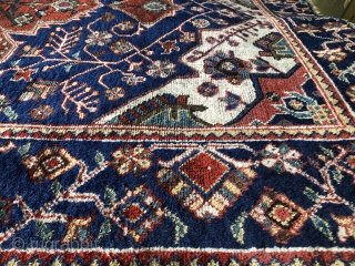 Ghahestan/Kuhestan South Khorasan ; Ferdows  
Baluch pre 1900   
Outstanding colour palette  ; some old repairs 
Cotton warp ; wool cotton mix wefts 
171 cm x 114 cm 
 