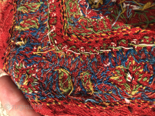 Rare Antique Qajar-Era Kerman Pateh Manuscript / Qur'an Wrapper
Origin: Kerman, Persia
Period: around 1850
Material: Hand-spun fine wool (Ariz / cashmere-grade foundation) with dense multi-colored wool on wool hand ...