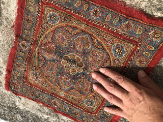 Rare Antique Qajar-Era Kerman Pateh Manuscript / Qur'an Wrapper
Origin: Kerman, Persia
Period: around 1850
Material: Hand-spun fine wool (Ariz / cashmere-grade foundation) with dense multi-colored wool on wool hand ...