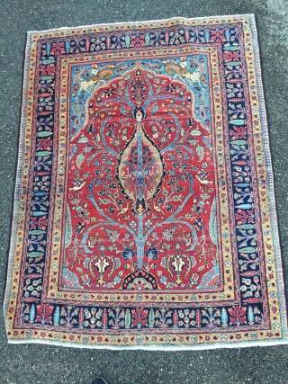 antique Persian prayer rug 145 cm x 185 cm 
                       