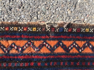 Unusual late 19th century striped Luri qashqai South West Persia Fars , Orginal ends and sides, no restoration been done 
Highlight: Kilim ends with brocade / 9 knots Cotton pile dyed (protection  ...
