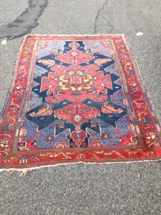 Antique Hamadan Gharaghan Area Carpet 19th century 
Condition Nice condition, full pile,
natural dye size  56 to 79 inch
design caucasian             