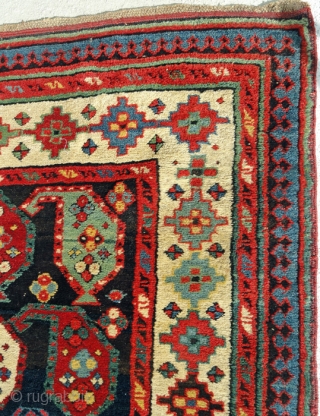 South Caucasian carpet, late 19th C. in very good condition, with only very minor breaks on the edges.  8'4" inches long x 3'5 wide(254cm x 104). Blue and brown field with  ...