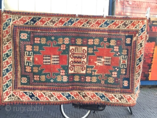 A very rare Karachove rug 122CM by 200CM Attractive colores edge about 120-140 years,it need good restoration it can be considered as a peace of art.       