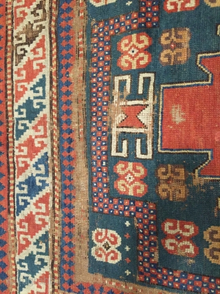 A very rare Karachove rug 122CM by 200CM Attractive colores edge about 120-140 years,it need good restoration it can be considered as a peace of art.       