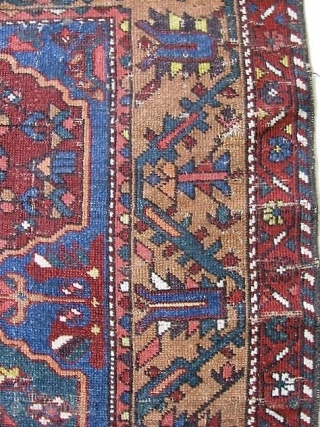 Antique 5' 7" x 9' 5" Bakhtiari on wool foundation; areas of wear  
           Includes shipping       ...