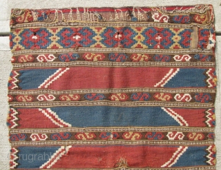 2' 4" x 3' 5" Manastir Kilim . . . fragmentary, but stabilized.  Free ship/U.S.  3 day returns policy.            