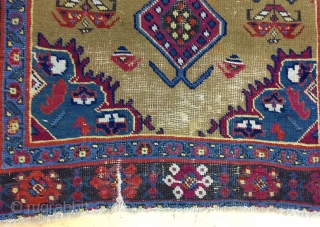 Archaic 3' 10" - 4' 2" x 17' 10" Karabagh with wear and a tear.   Quote includes shipping/U.S.  3 day returns         