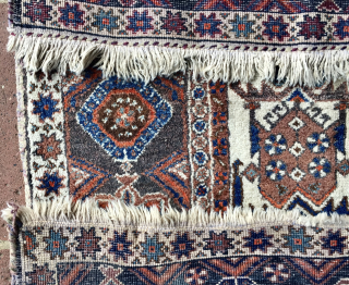 5' 0" x 7' 0" "Shield" Afshar in great pile condition.  Small area of wear at one corner and very faint dye bleed in spots/ivory border on backside.   $475  ...