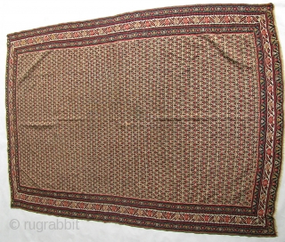 Antique 4' 5" x 6' 7" Senneh Kilim with one small hole.  Free Ship/U.S.  3 Day returns.  Sorry, no direct overseas shipping.        